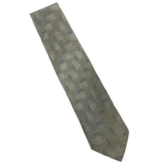 Ermenegildo Zegna Italy Textured Floral Pale Blue/Gray 100% Silk Tie - Picture 1 of 7